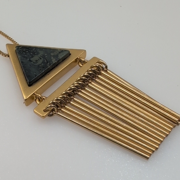 Madewell Gold and Slate Like Stone Geometric Adjustable Length Necklace - Picture 4 of 7